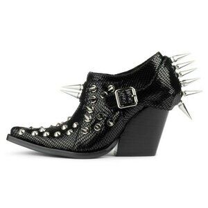 Jeffrey Campbell Womens Western Heeled Spikes Leather Black Booties Shoes US 6